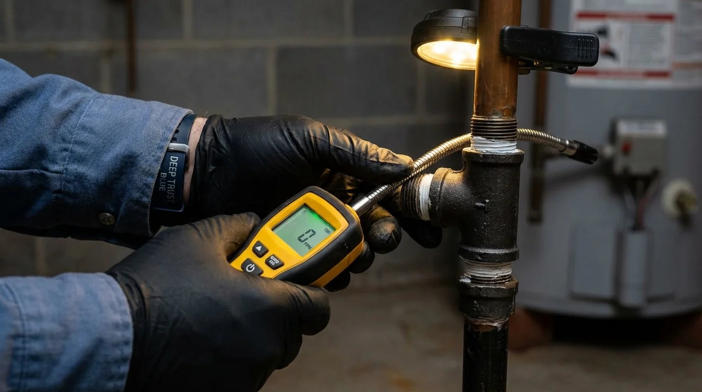 Gas leak detection with electronic sniffer by Johns Plumbing LLC in Alliance
