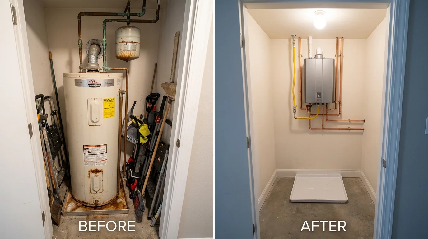 Tank water heater versus wall-mounted tankless unit comparison for Alliance, OH homeowners
